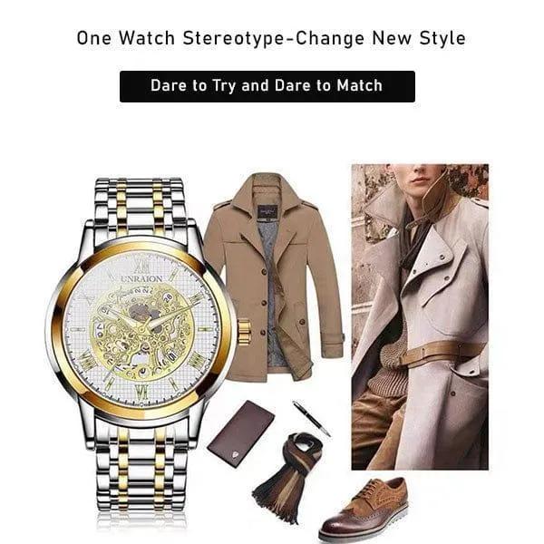 skeleton watch stainless steel