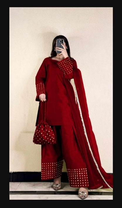 3 pcs women,s unstitched plain suit&nbsp;
