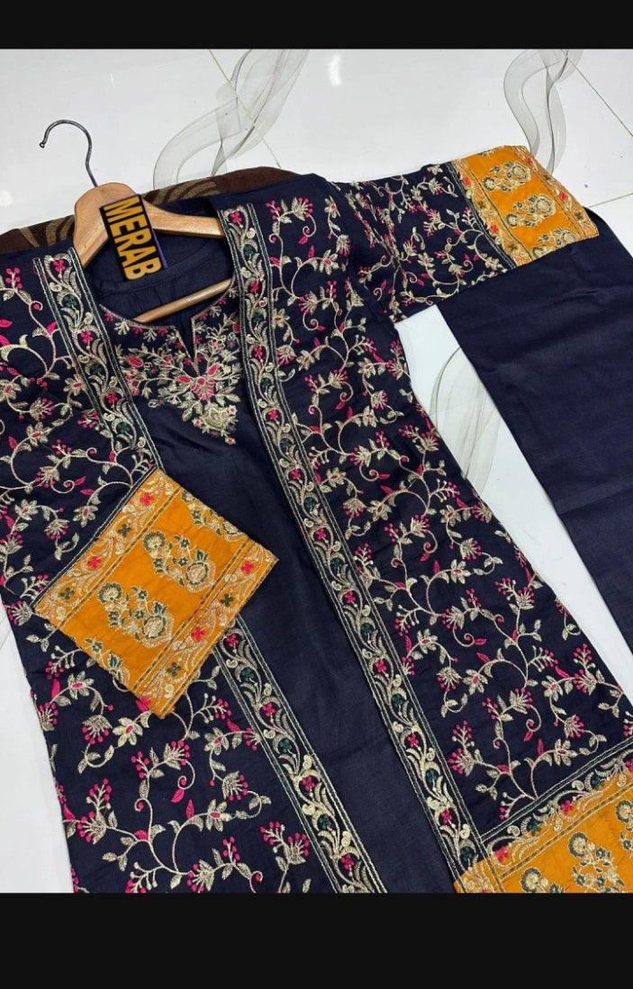 3 pcs women,s unstitched plain suit&nbsp;