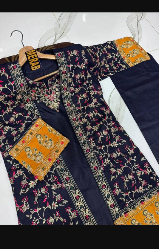 3 pcs women,s unstitched plain suit&nbsp;