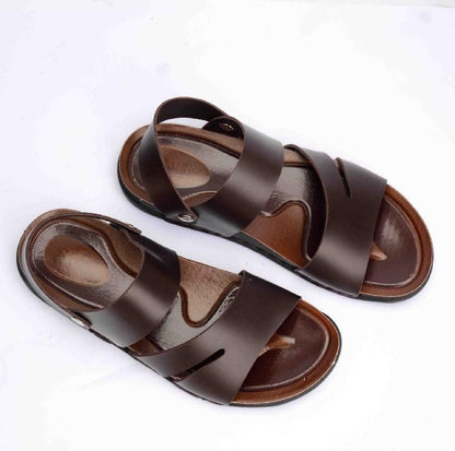 mens brown senthetic leather sandals
