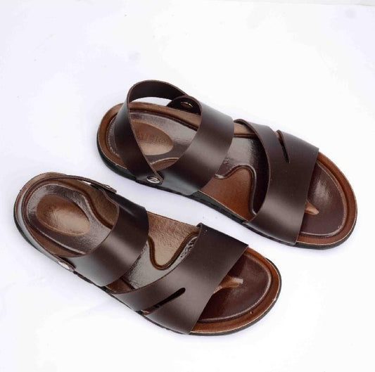 mens brown senthetic leather sandals