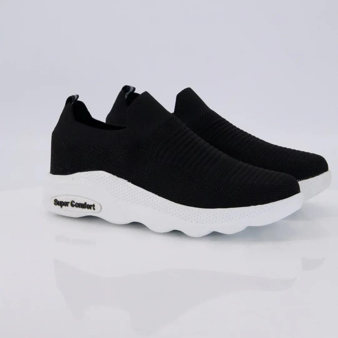 Mens black jersey knit sneakers super comfort