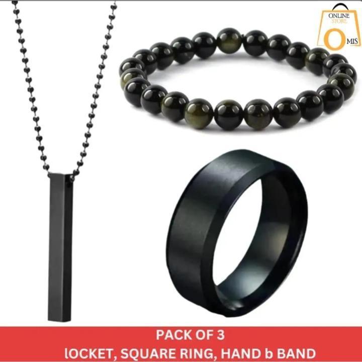 Mens 3 pcs stainless steel jewelry set