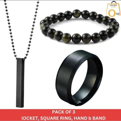 Mens 3 pcs stainless steel jewelry set