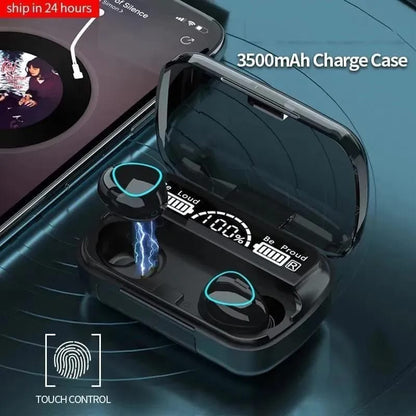 9D wifi sound black LED display Earbuds 2000mah